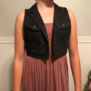 Girls Black Denim Vest